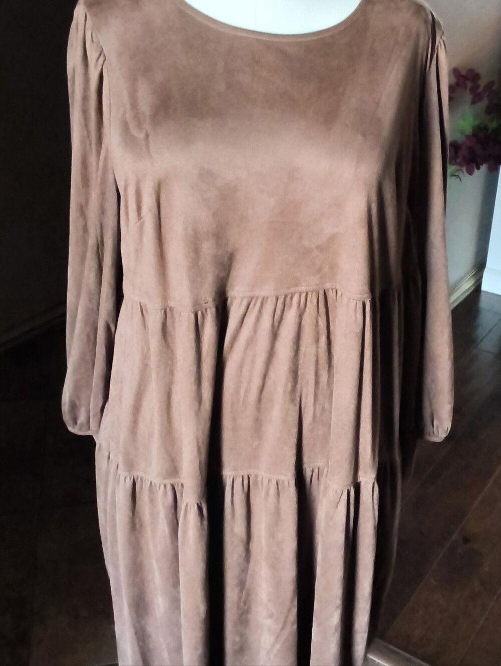 Tommy Hilfiger Tiered Mini Dress in Light Taupe